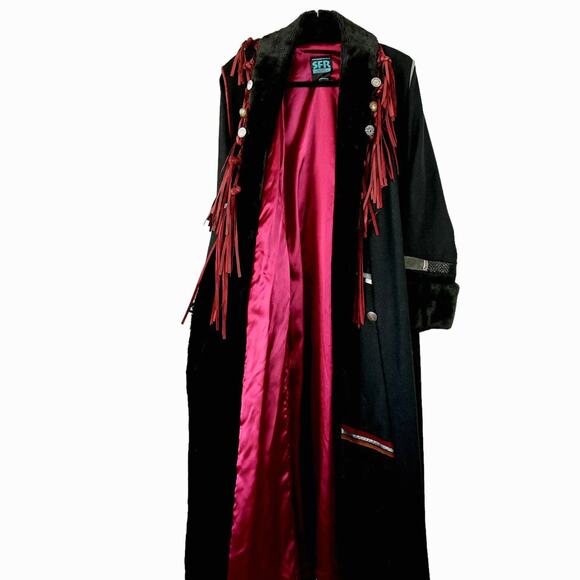 Vintage SFR Santa Fe Recreations Denver wool and silk Fringe Sherpa Coat size M - Picture 2 of 9